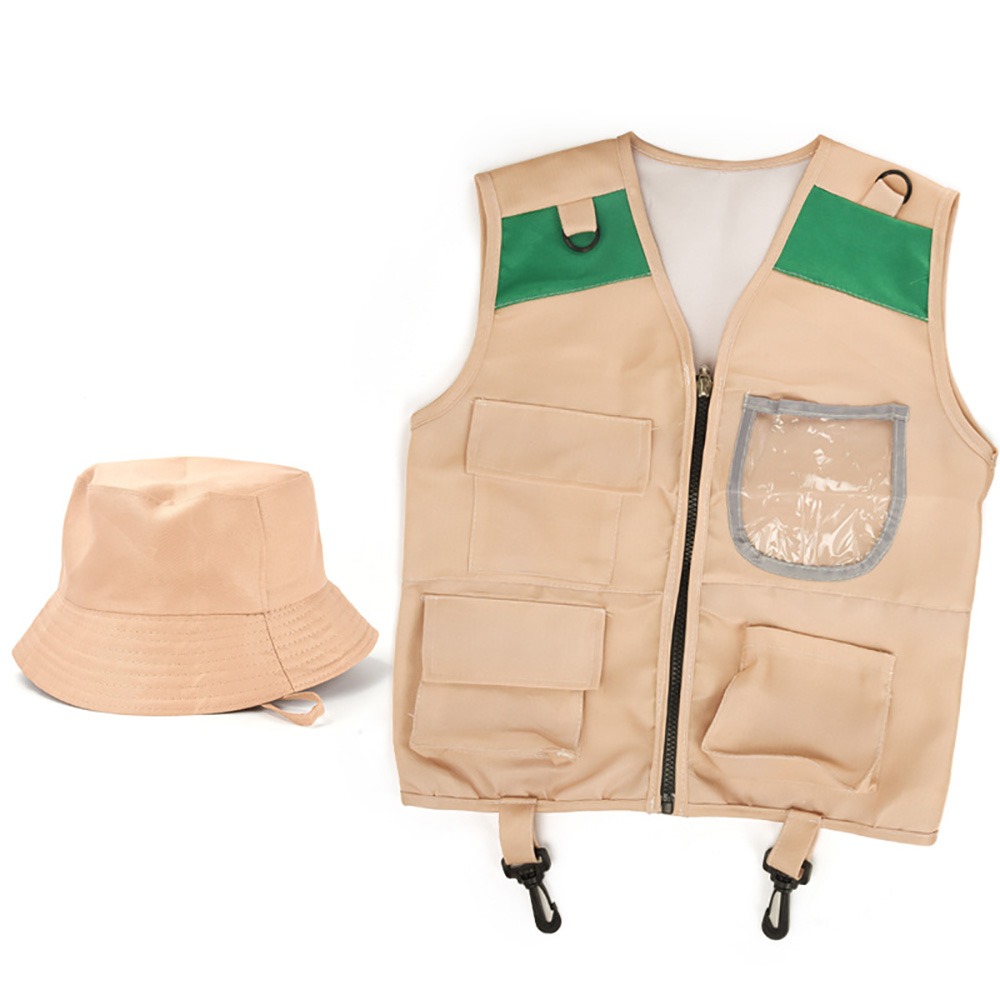 Outdoor Adventure Kit For Kids - Multicolor Explorer Hat Vest Dress Up
