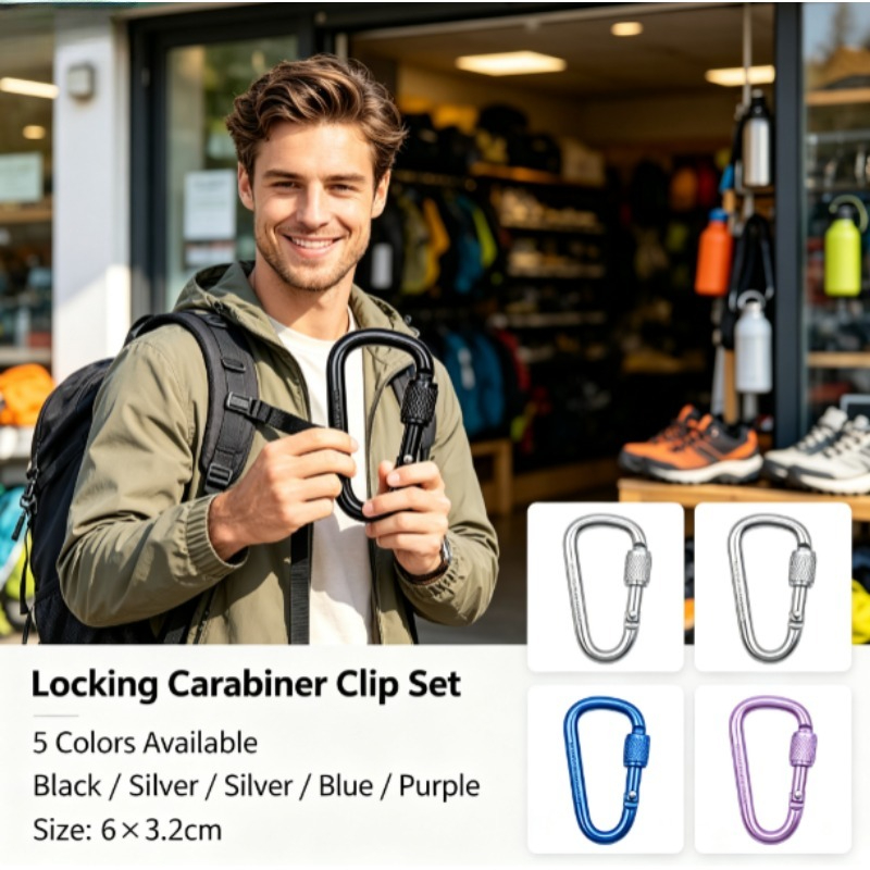 Carabiner Locking D - Aluminum Alloy D Shape Locking Carabiner,