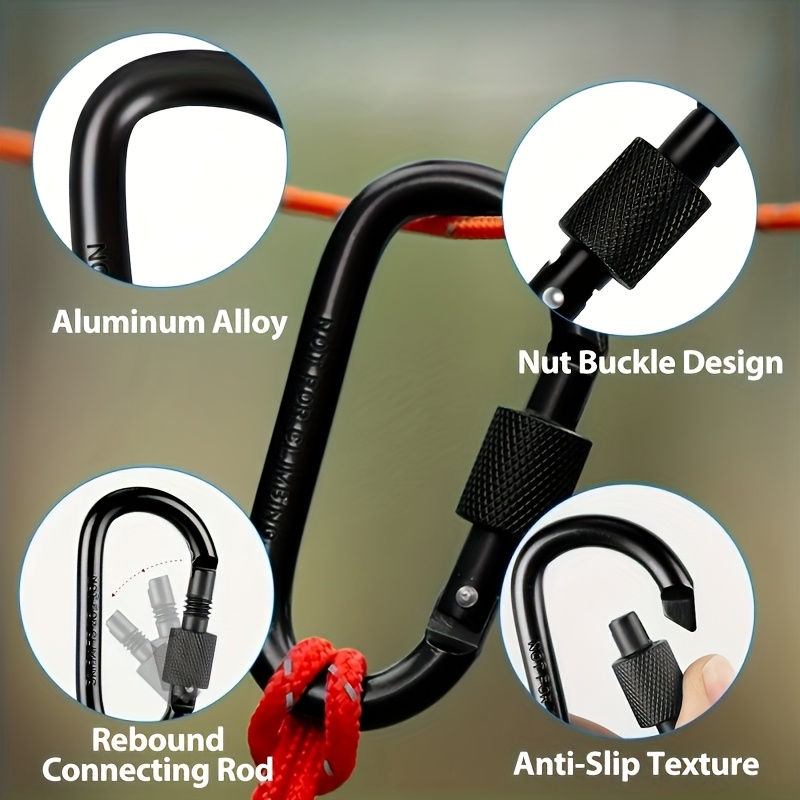 4pc D-Shaped Carabiners with L - Carabiner Locking D 评论和价格