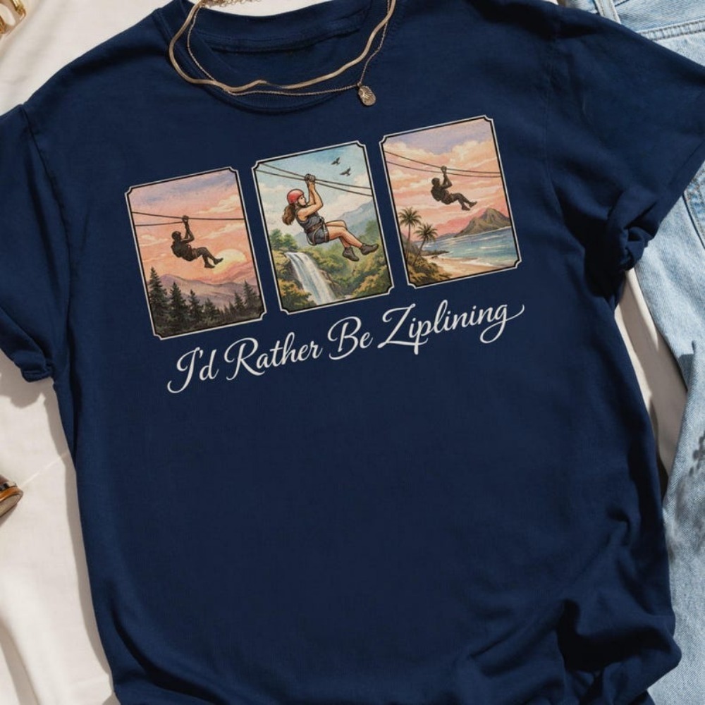 I'd Rather Be Ziplining T-Shir - Outdoor Adventure Ziplines & Waterfall Puerto Vallarta 评论和价格
