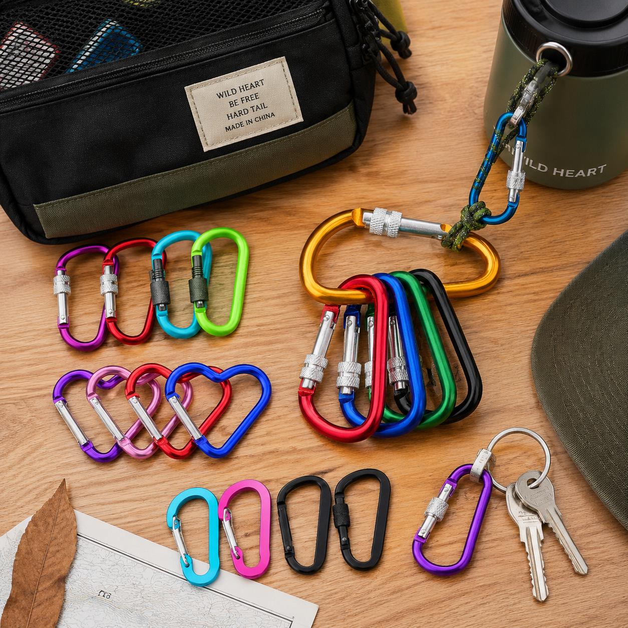 6PCS Carabiner Packs – 5-8cm D - Carabiner Locking D 评论和价格