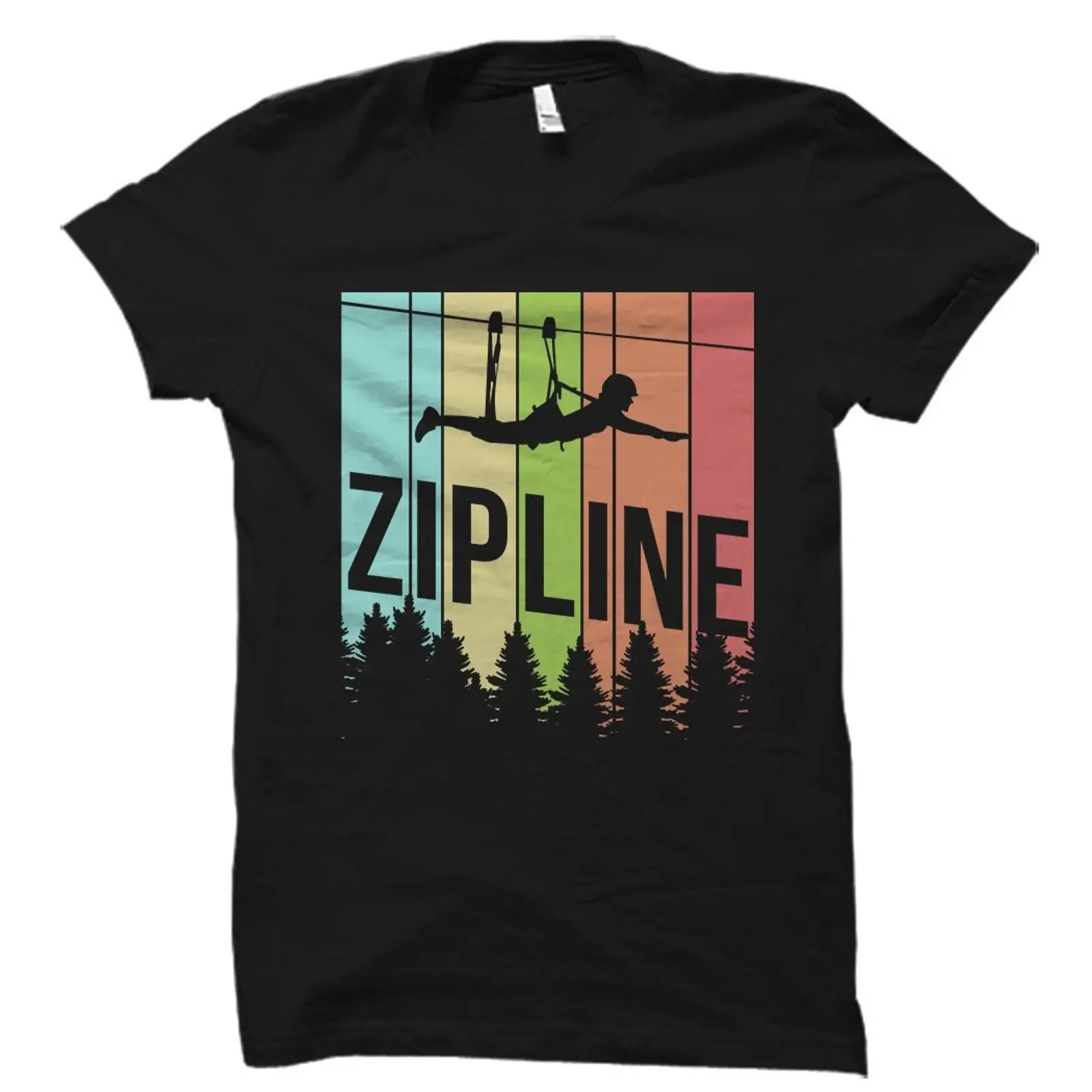 Vintage Retro Zipline T shirt  - Outdoor Adventure Ziplines & Waterfall Puerto Vallarta 评论和价格